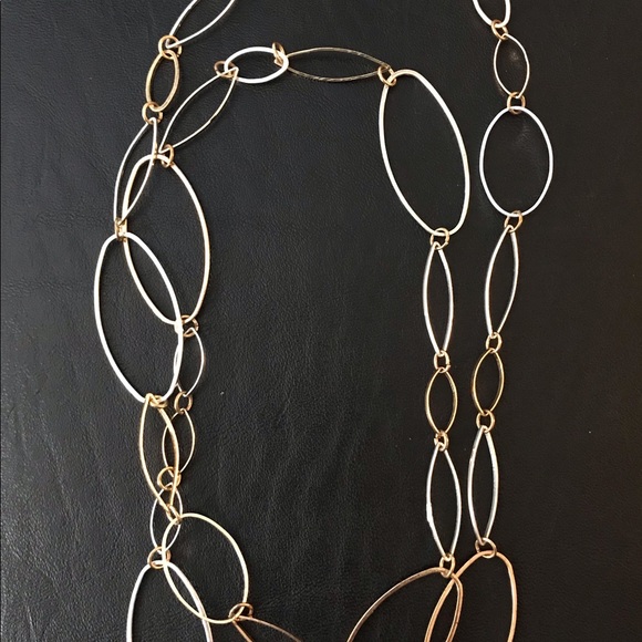 GOLD AND SILVER TONE OVAL LINK NECKLACE SET - Picture 3 of 4
